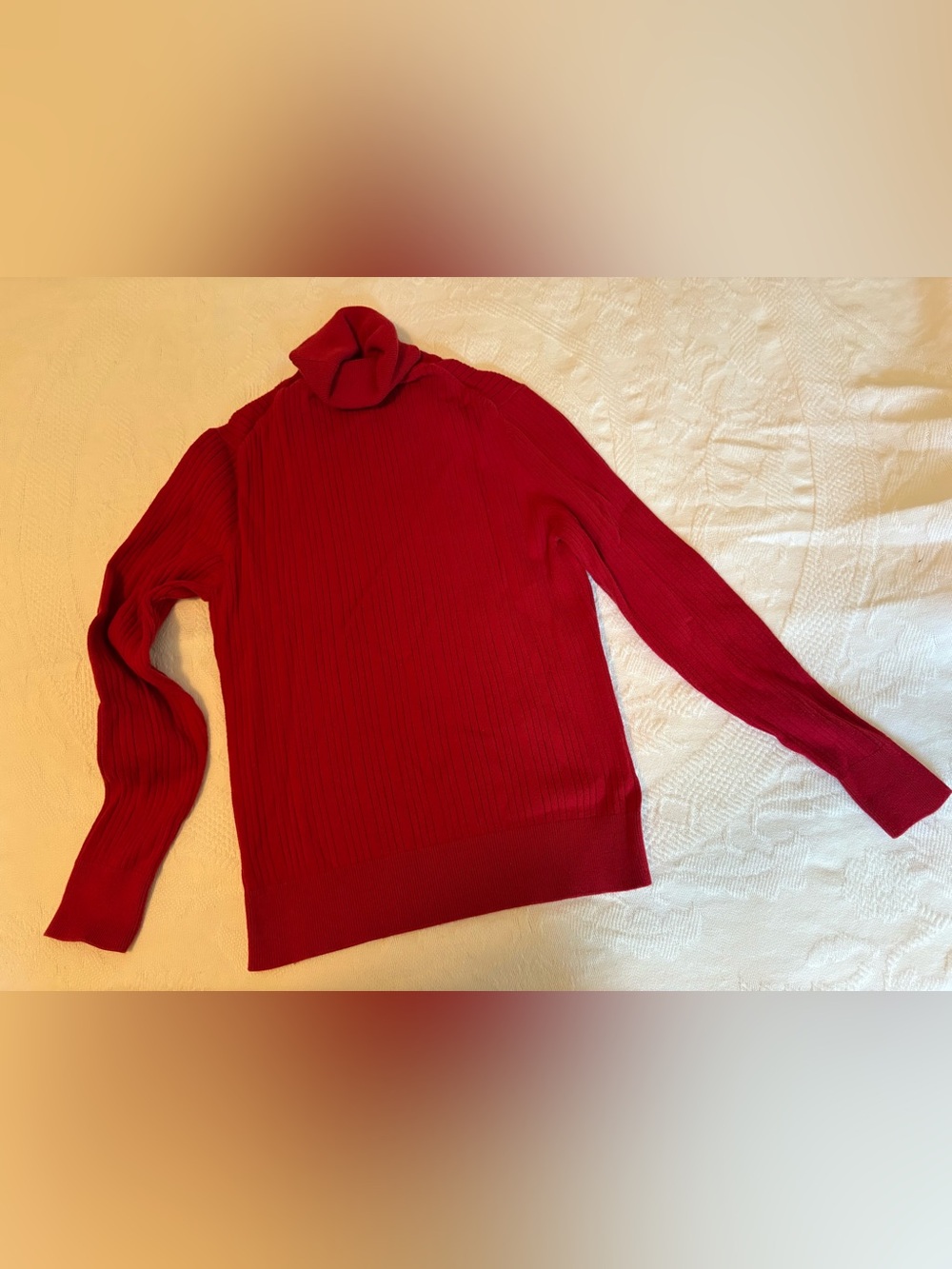 Talbots Red Ribbed Turtleneck Sweater